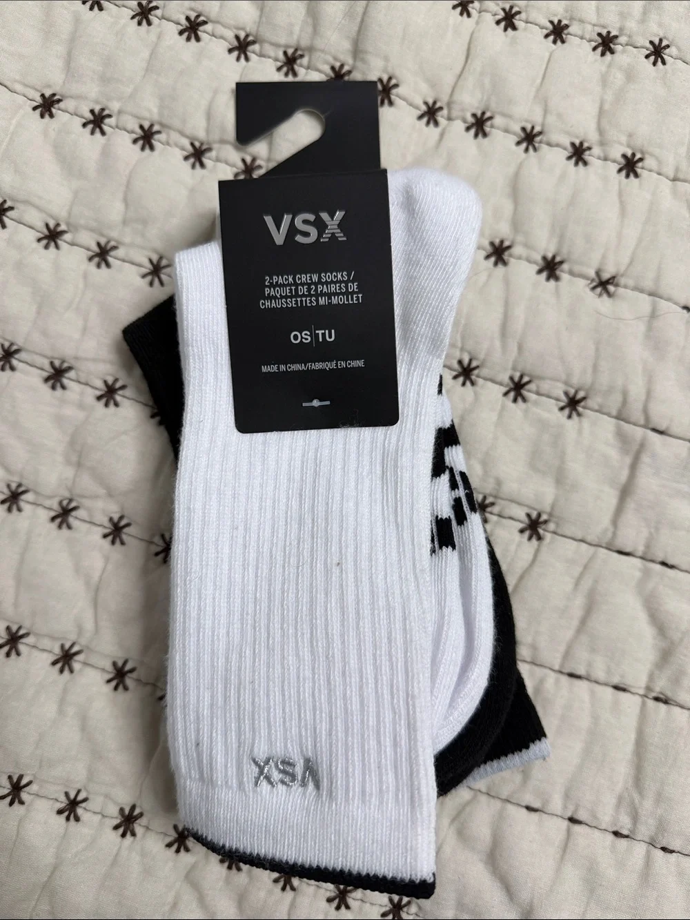 VSX Crew Socks - White and Black Duo
